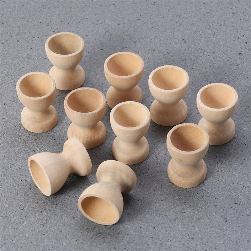 Wooden Egg Cups Set of 12 - Natural Egg Holders by HitMyNeed