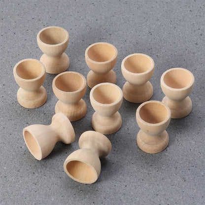 Wooden Egg Cups Set of 12 - Natural Egg Holders by HitMyNeed