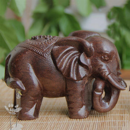 Wooden Elephant Statue Home Ornament 6cm by HitMyNeed