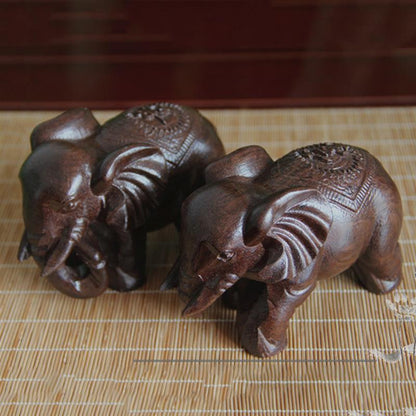 Wooden Elephant Statue Home Ornament 6cm by HitMyNeed