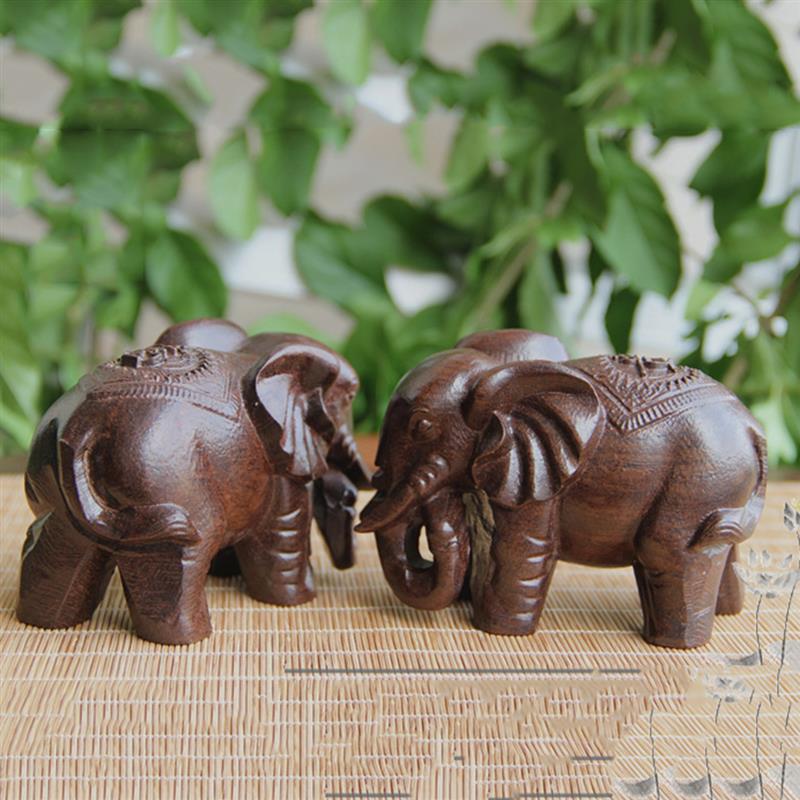 Wooden Elephant Statue Home Ornament 6cm by HitMyNeed