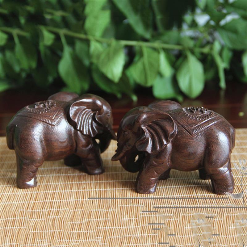Wooden Elephant Statue Home Ornament 6cm by HitMyNeed