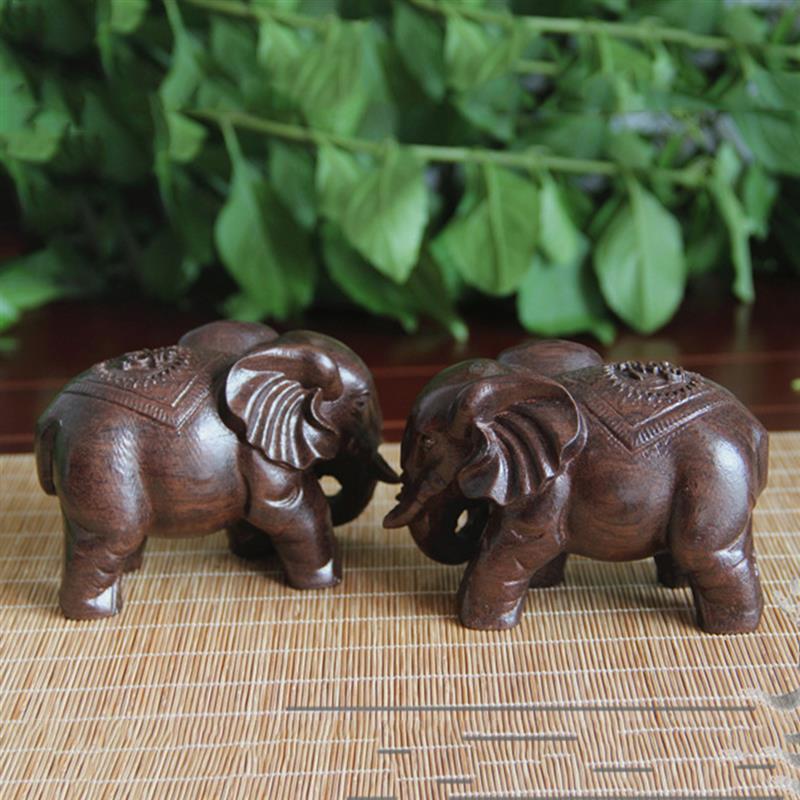Wooden Elephant Statue Home Ornament 6cm by HitMyNeed