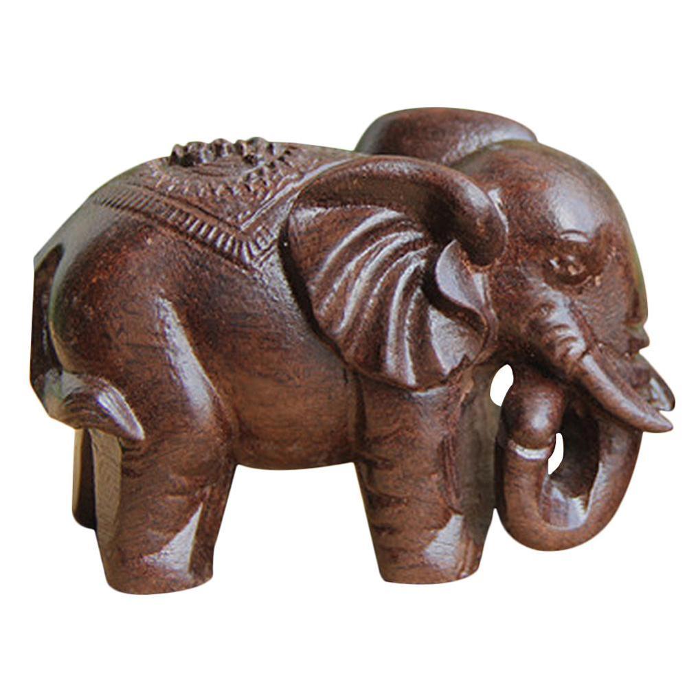 Wooden Elephant Statue Home Ornament 6cm by HitMyNeed