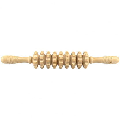 Wooden Fascia Massage Stick with Grooved Rollers by HitMyNeed