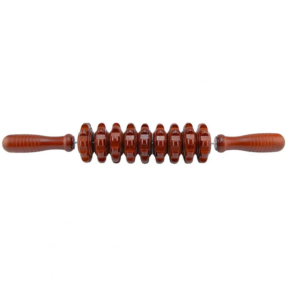 Wooden Fascia Massage Stick with Grooved Rollers by HitMyNeed