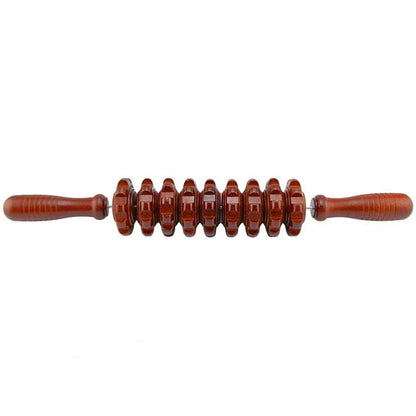 Wooden Fascia Massage Stick with Grooved Rollers by HitMyNeed