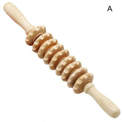 Wooden Fascia Massage Stick with Grooved Rollers a by HitMyNeed