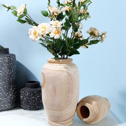 Wooden Flower Vase for Home Decoration, 20cm by HitMyNeed
