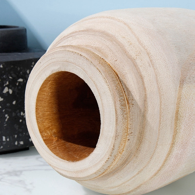 Wooden Flower Vase for Home Decoration, 20cm by HitMyNeed