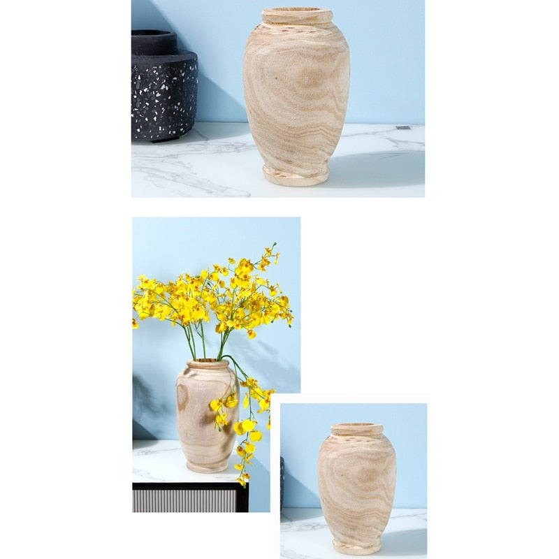 Wooden Flower Vase for Home Decoration, 20cm by HitMyNeed