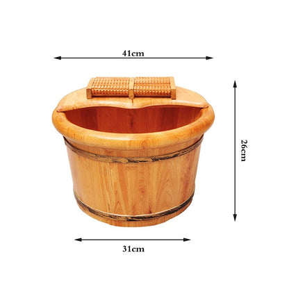 Wooden Foot Bath Bucket with Lid and Roller by HitMyNeed