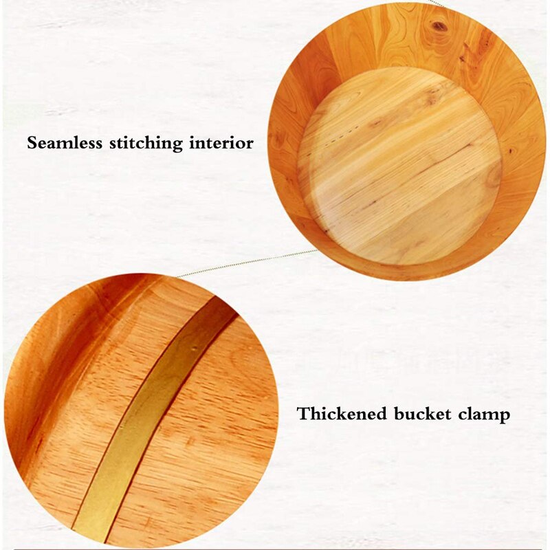 Wooden Foot Bath Bucket with Lid and Roller by HitMyNeed
