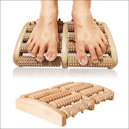 Wooden Foot Massage Roller with 5-Row Design by HitMyNeed