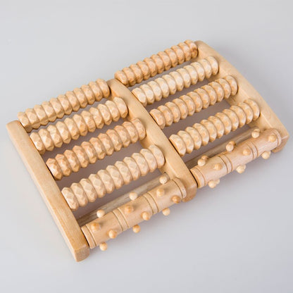 Wooden Foot Massage Roller with 5-Row Design by HitMyNeed