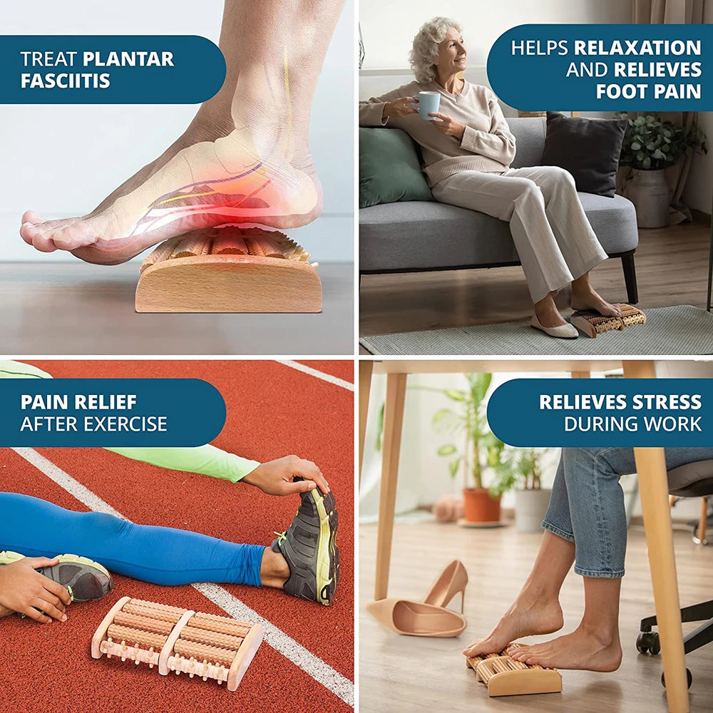 Wooden Foot Roller for Plantar Fasciitis & Neuropathy by HitMyNeed