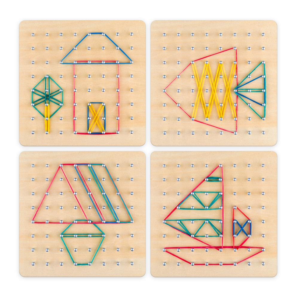 Wooden Geoboard Educational Set with Activity Cards by HitMyNeed