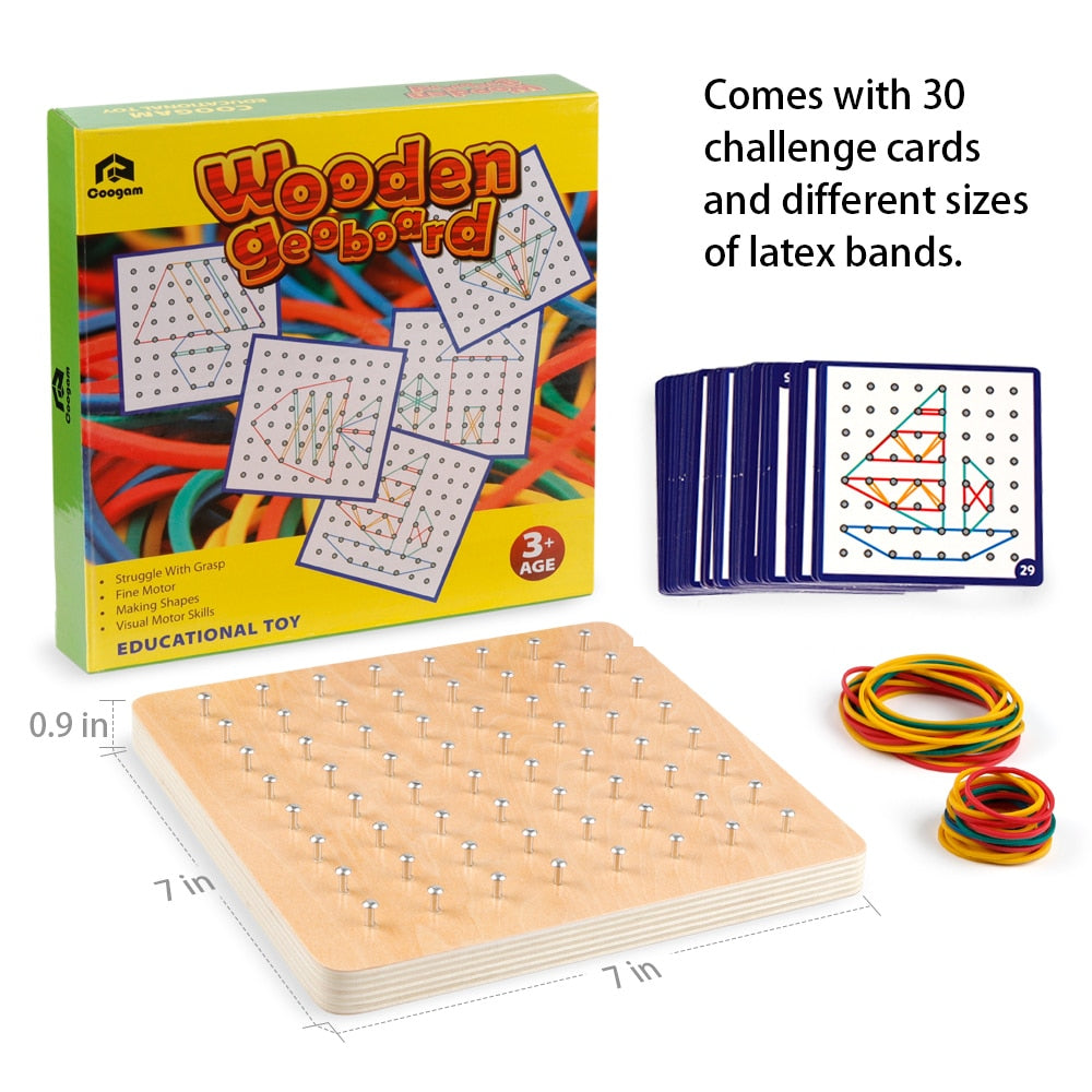 Wooden Geoboard Educational Set with Activity Cards by HitMyNeed