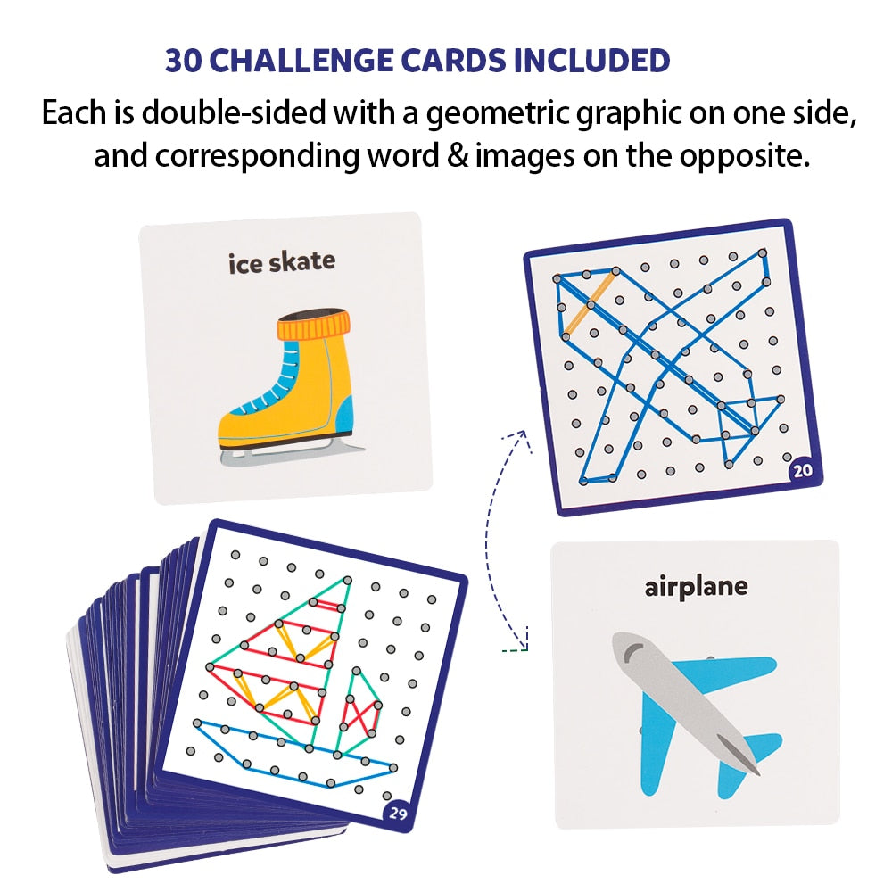 Wooden Geoboard Educational Set with Activity Cards by HitMyNeed