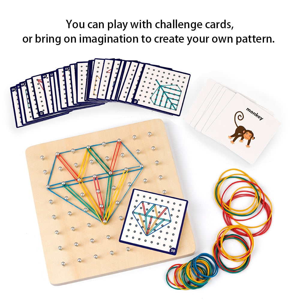 Wooden Geoboard Educational Set with Activity Cards by HitMyNeed
