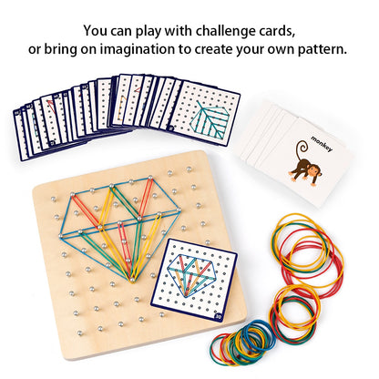 Wooden Geoboard Educational Set with Activity Cards by HitMyNeed