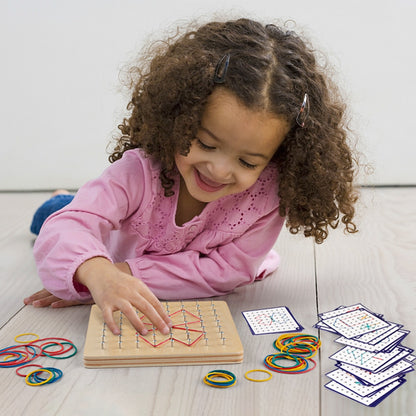 Wooden Geoboard Educational Set with Activity Cards by HitMyNeed