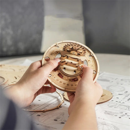 Wooden Globe Lamp 3D Puzzle for Kids & Adults by HitMyNeed