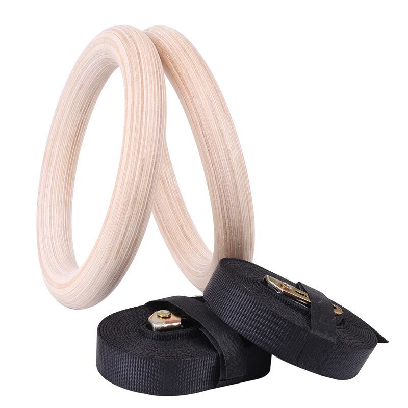 Wooden Gymnastic Rings with Adjustable Straps (Pair) by HitMyNeed