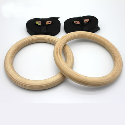 Wooden Gymnastics Rings with Adjustable Straps (2pcs) by HitMyNeed