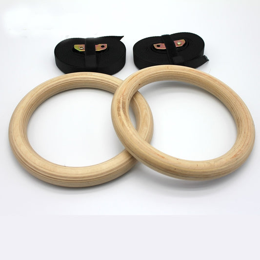 Wooden Gymnastics Rings with Adjustable Straps (2pcs) by HitMyNeed