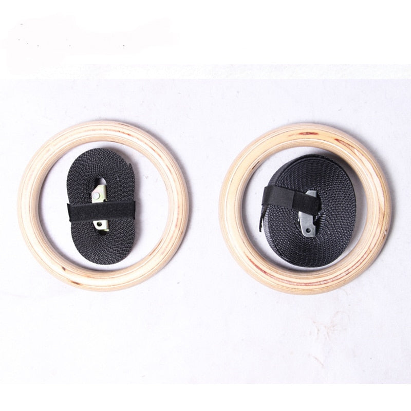 Wooden Gymnastics Rings with Adjustable Straps (2pcs) by HitMyNeed