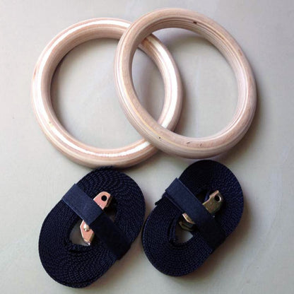 Wooden Gymnastics Rings with Adjustable Straps (2pcs) by HitMyNeed