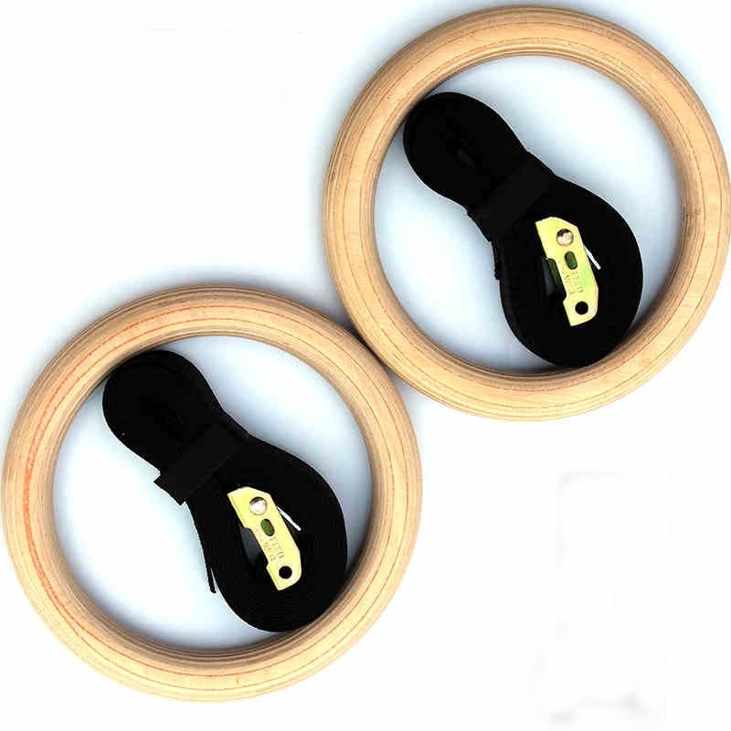 Wooden Gymnastics Rings with Adjustable Straps (2pcs) by HitMyNeed