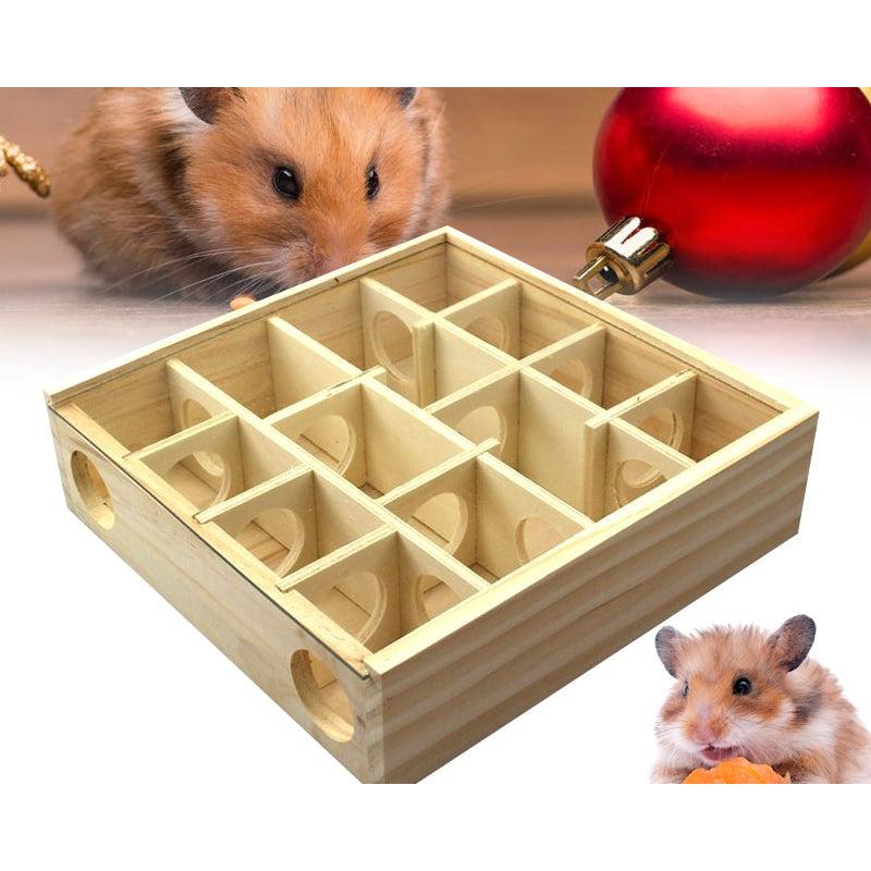 Wooden Hamster Maze Box with 16 Holes by HitMyNeed