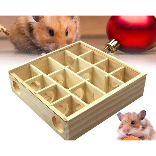 Wooden Hamster Maze Box with 16 Holes by HitMyNeed