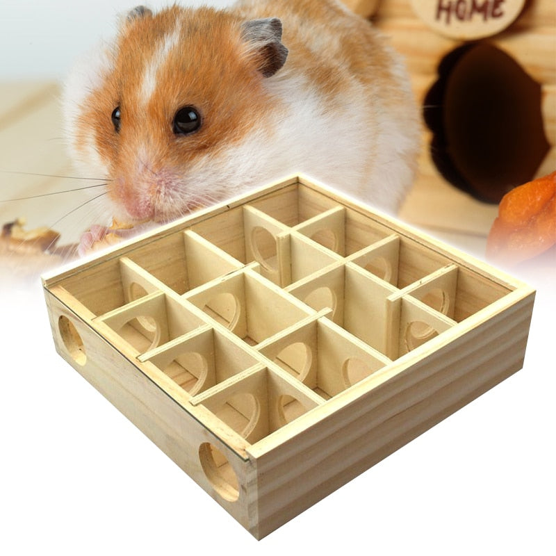 Wooden Hamster Maze Box with 16 Holes by HitMyNeed