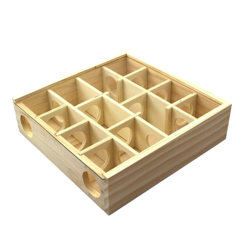 Wooden Hamster Maze Box with 16 Holes by HitMyNeed