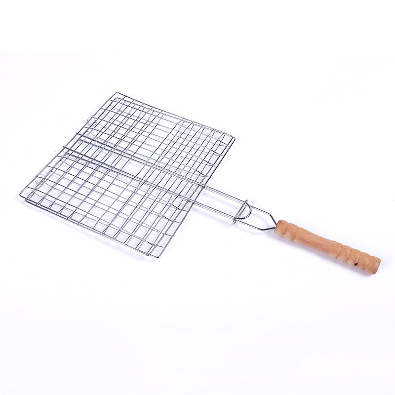 Wooden Handle BBQ Grilling Basket 33 x 48cm by HitMyNeed