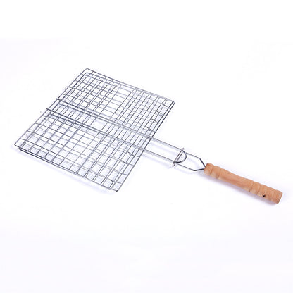 Wooden Handle BBQ Grilling Basket 33 x 48cm by HitMyNeed