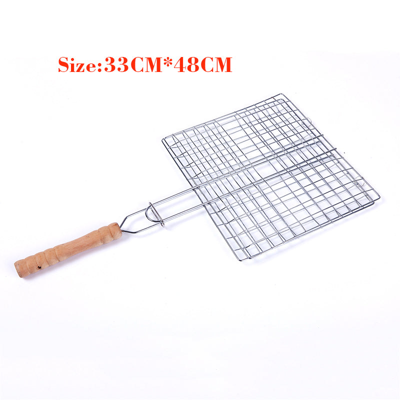Wooden Handle BBQ Grilling Basket 33 x 48cm by HitMyNeed