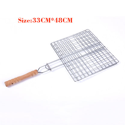 Wooden Handle BBQ Grilling Basket 33 x 48cm by HitMyNeed