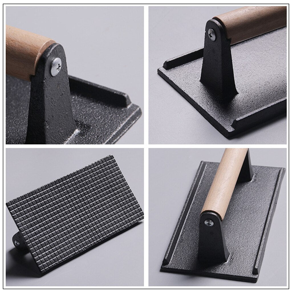 Wooden Handle Cast Iron Grill Press by HitMyNeed