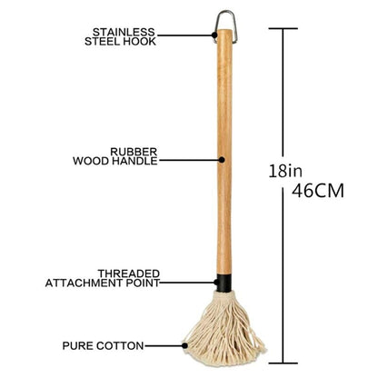 Wooden Handle Cotton BBQ Mop Basting Brush 18" by HitMyNeed