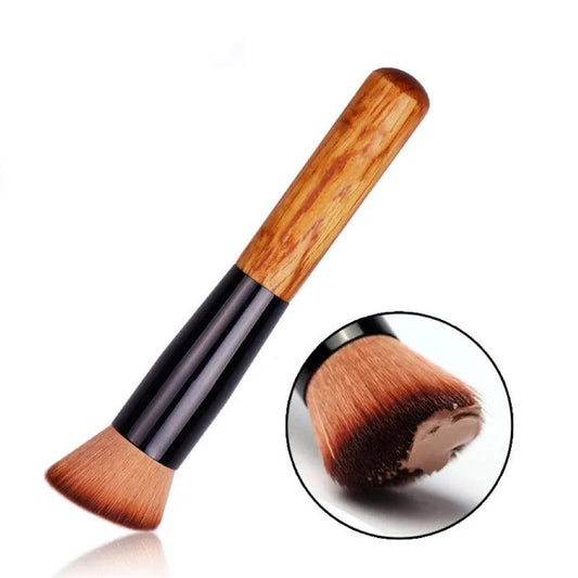 Wooden Handle Flat Top Makeup Brush by HitMyNeed