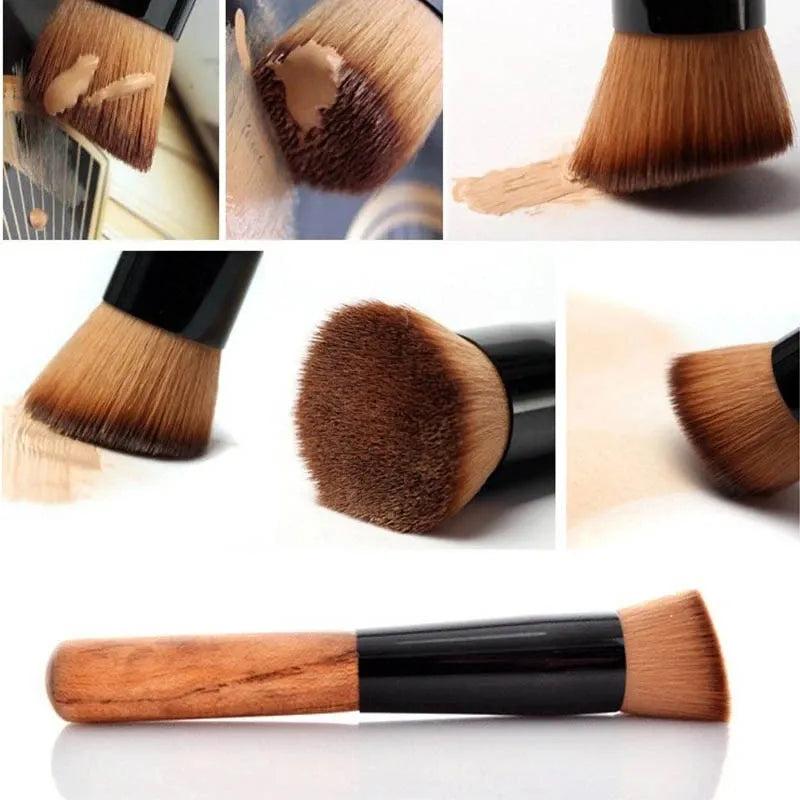 Wooden Handle Flat Top Makeup Brush by HitMyNeed