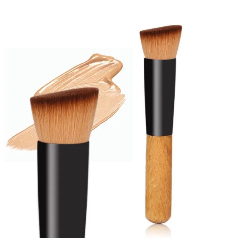 Wooden Handle Flat Top Makeup Brush by HitMyNeed