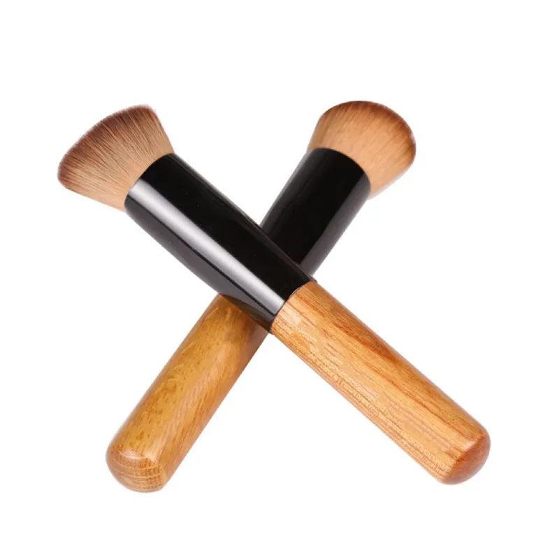 Wooden Handle Flat Top Makeup Brush by HitMyNeed