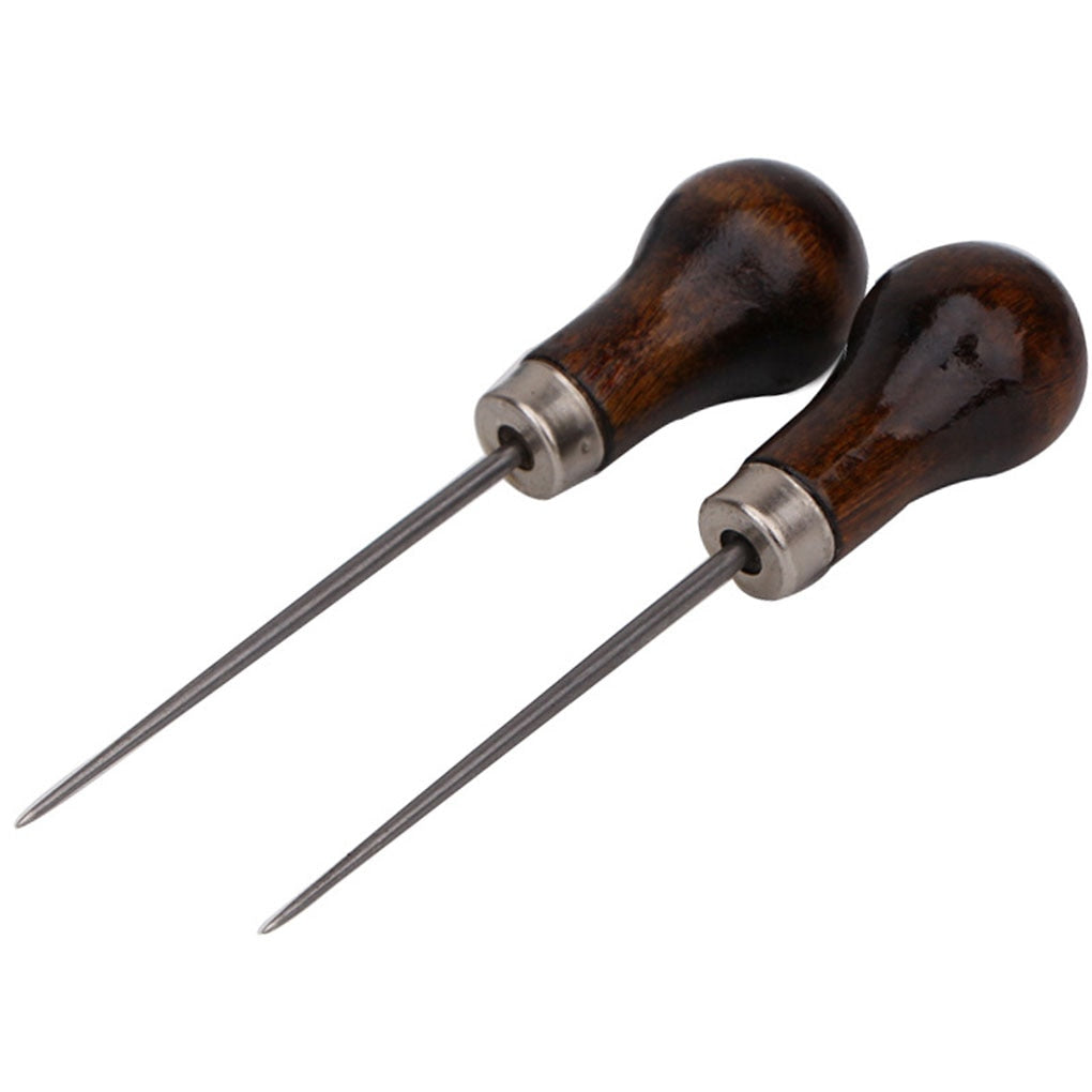 Wooden Handle Leather Sewing Awl Set (2 pcs) by HitMyNeed