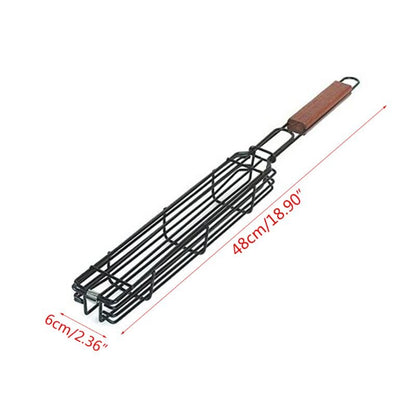 Wooden Handle Metal Kebab Grill Basket by HitMyNeed