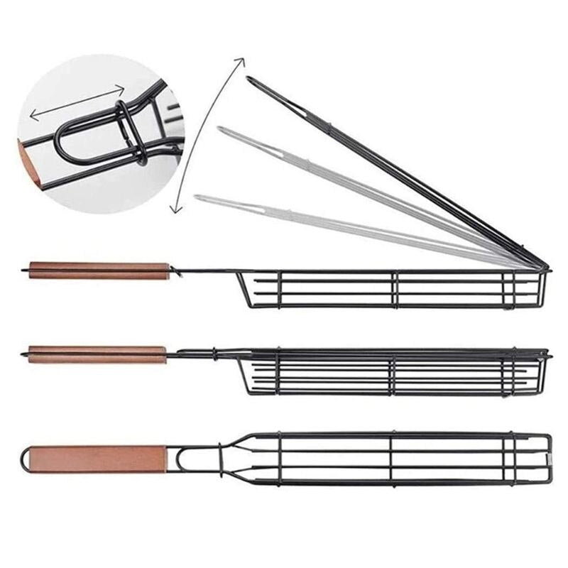 Wooden Handle Metal Kebab Grill Basket by HitMyNeed